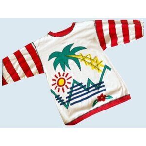 Vintage SB Sport Palm Tree Summer Theme Retro Sweatshirt Top Shirt Sz S